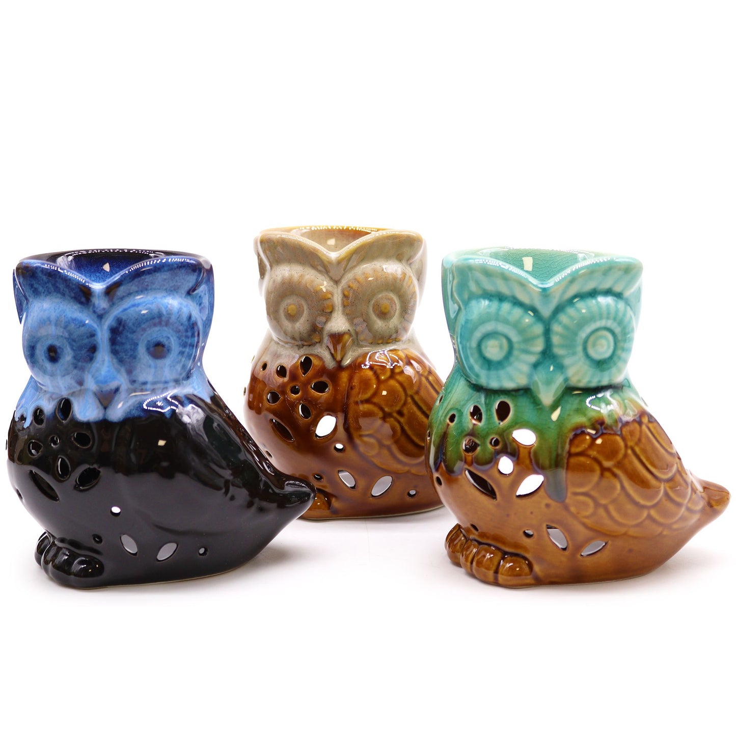 Classic Rustic Oil Burner - Owl Side-on (assorted) from our luxury classic rustic oil burners collection