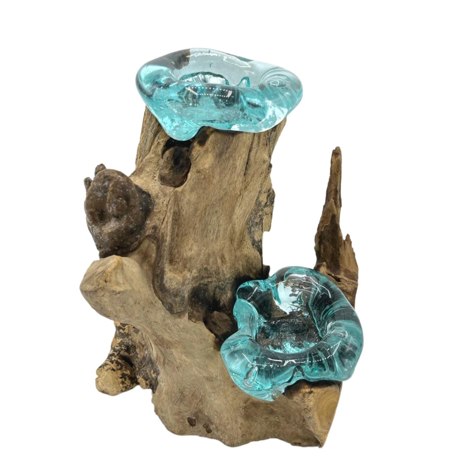Photo 3 of Molten Glass Candle Double Holder On Wood Luxury Decor featuring authentic premium craftsmanship.