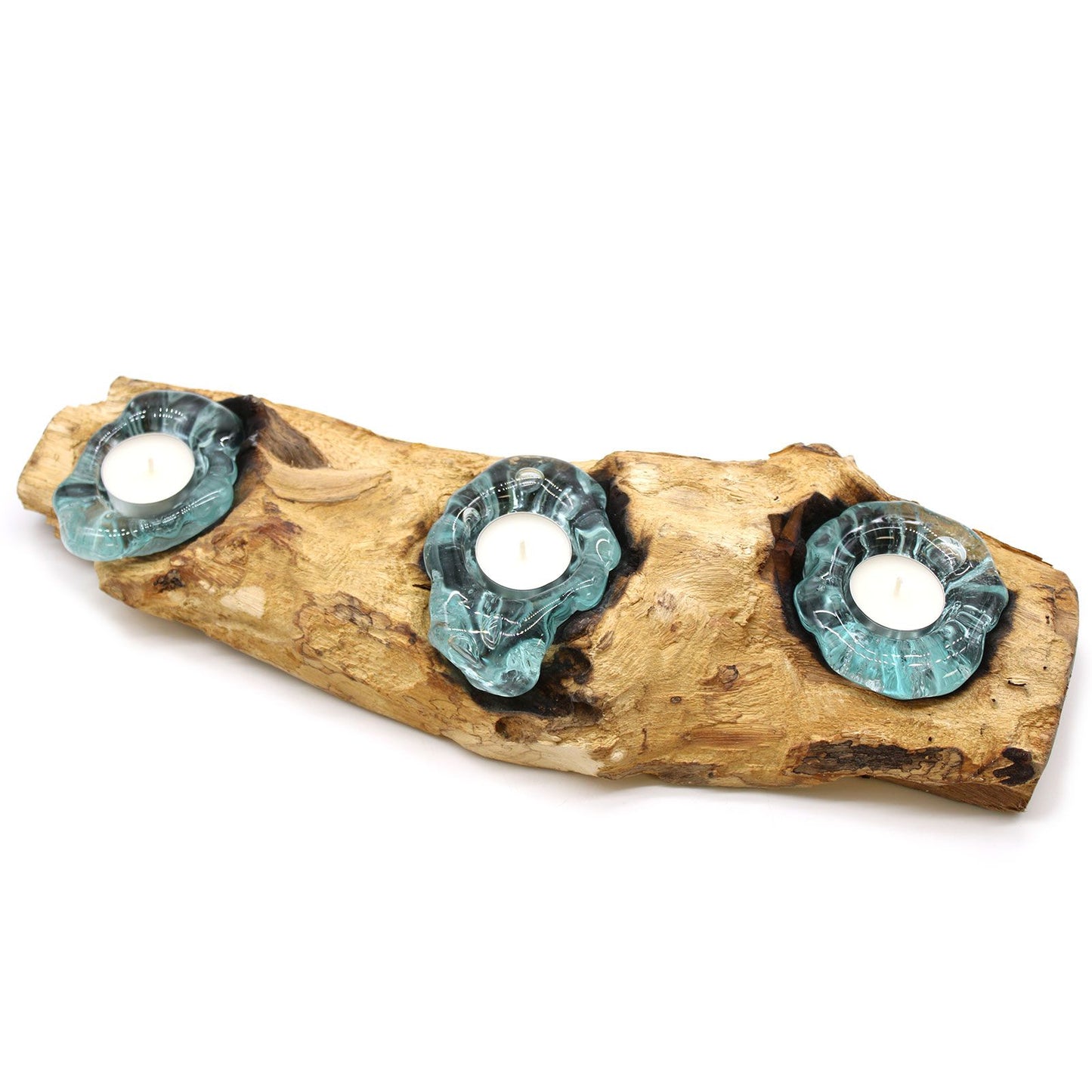 Photo 8 of Molten Glass Flat Triple Candle Holder On Wood Luxury Decor featuring authentic premium craftsmanship.