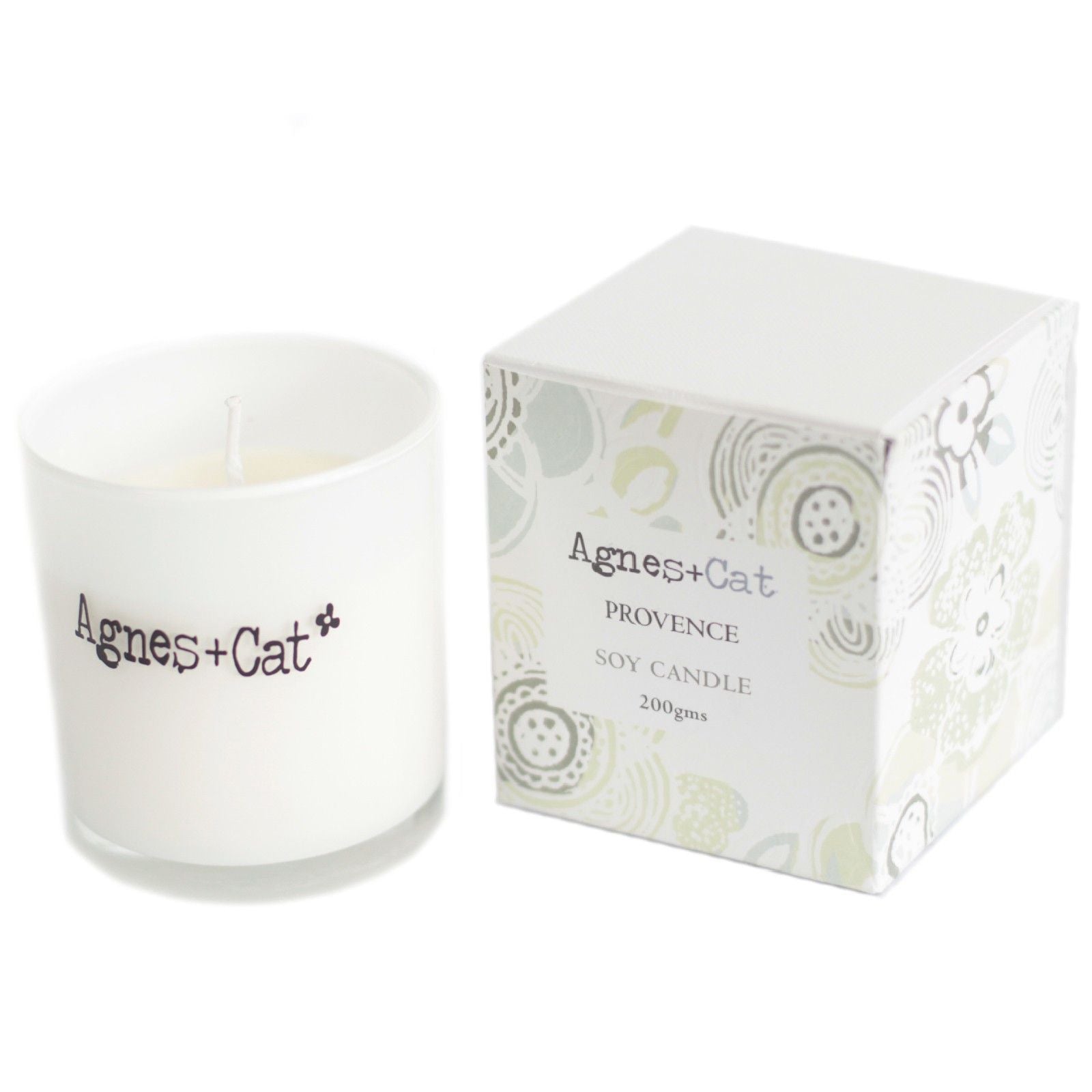 Luxury presentation of the agnes cat votive candle provence599 showing the premium artisan packaging and complete set contents