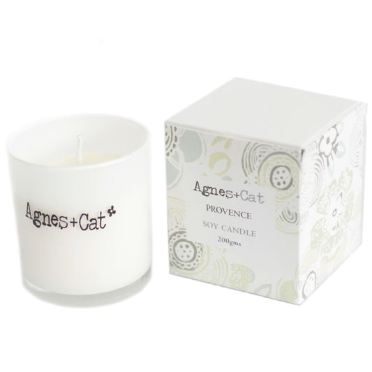 Luxury presentation of the agnes cat votive candle provence599 showing the premium artisan packaging and complete set contents
