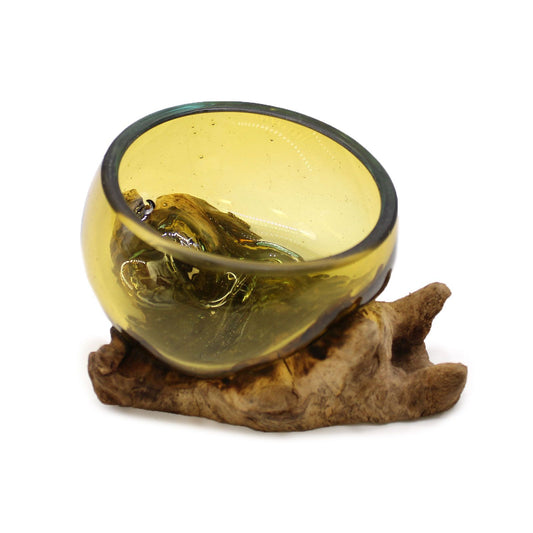 Photo 1 of Molten Glass Mini Amber Bowl On Wood Luxury Decor Premium Ed featuring authentic premium craftsmanship.