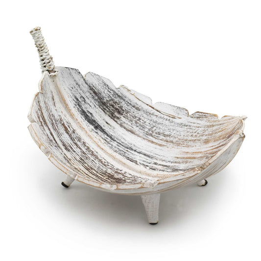 Coconut Leaf Large Fruit Bowl - Whitewash from our luxury coconut leaf fruit bowl sets & tea stands collection