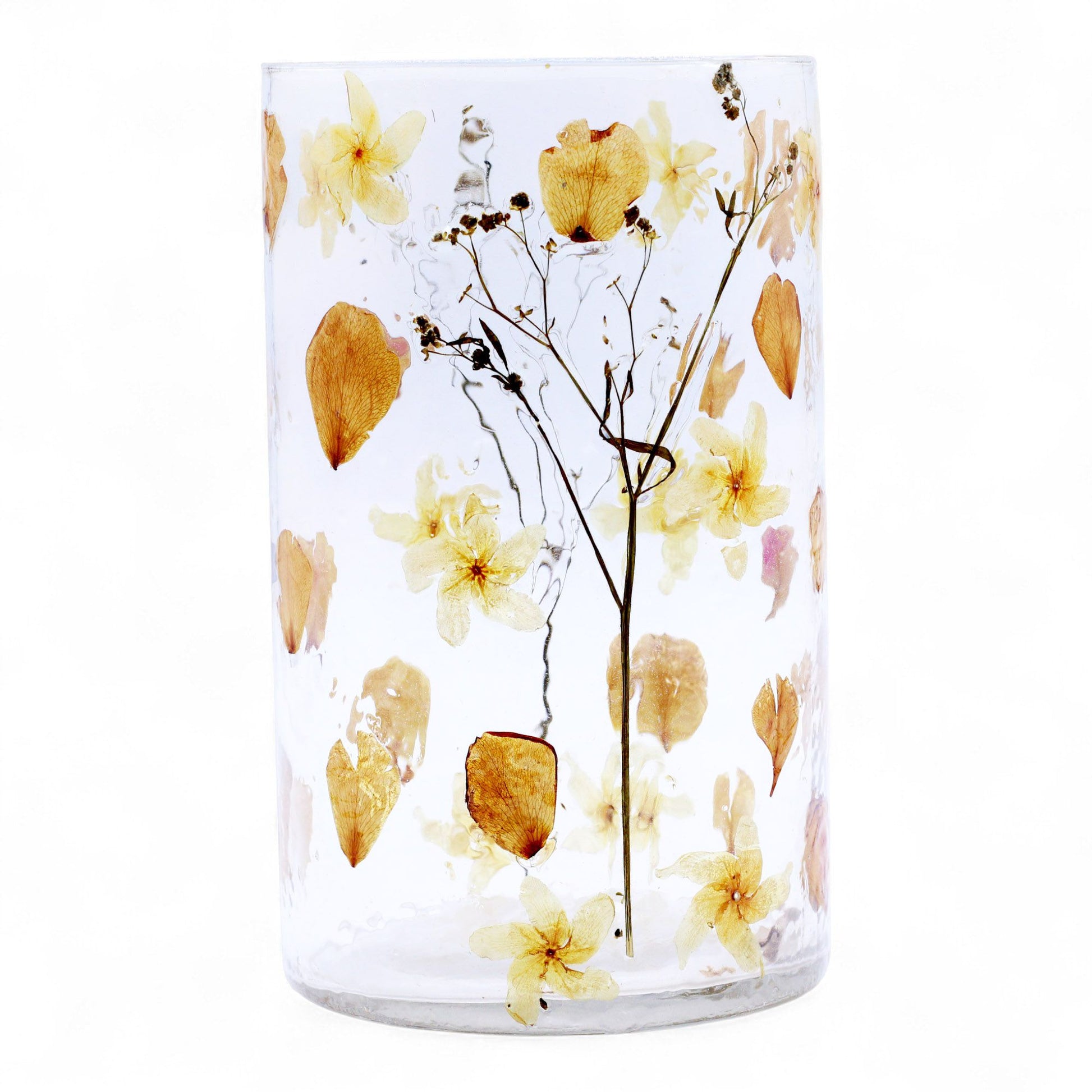 Luxury presentation of the natural floral glass tall vase candle holder rose 19x11cm438 showing the premium artisan packaging and complete set contents