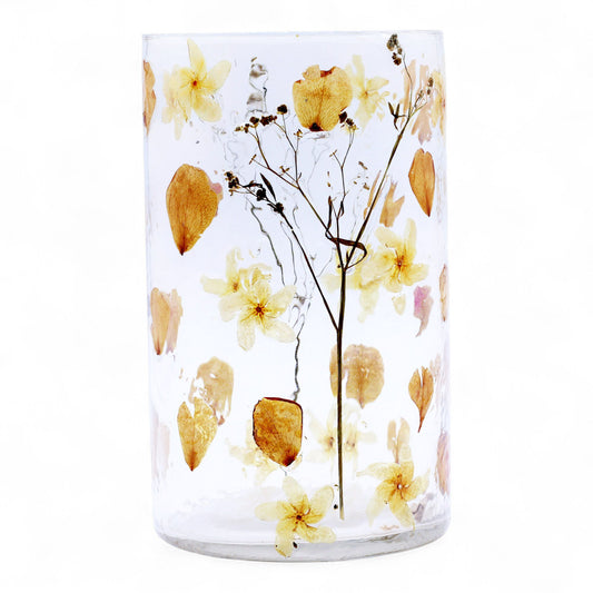 Luxury presentation of the natural floral glass tall vase candle holder rose 19x11cm438 showing the premium artisan packaging and complete set contents
