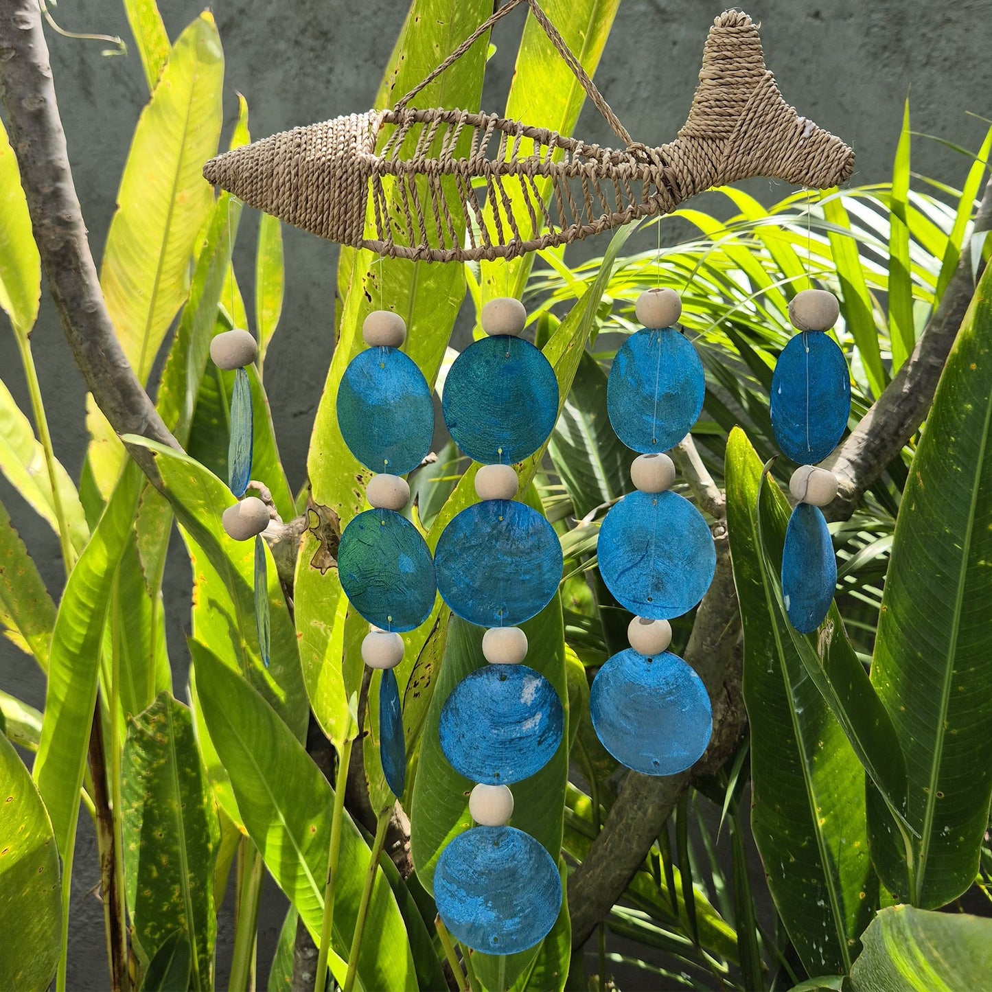 String Fish and Blue Copis Drop from our luxury driftwood chime collection
