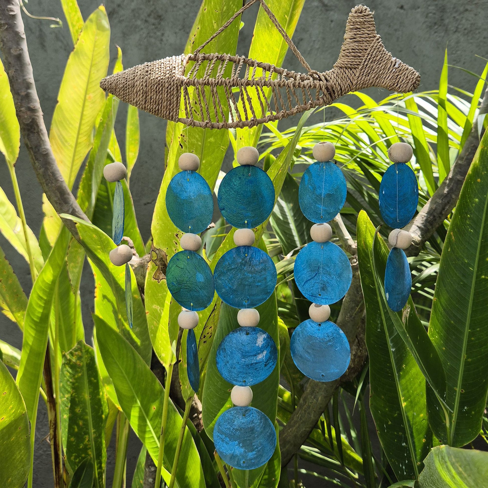 String Fish and Blue Copis Drop from our luxury driftwood chime collection