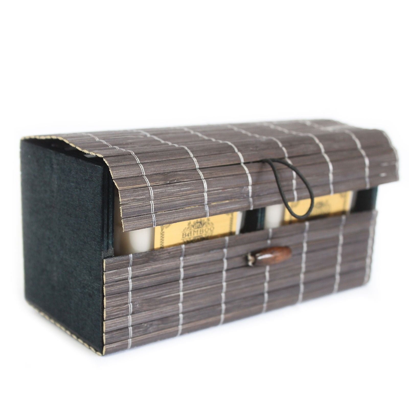 Double Box Slatted Bamboo lifestyle product photo on neutral background