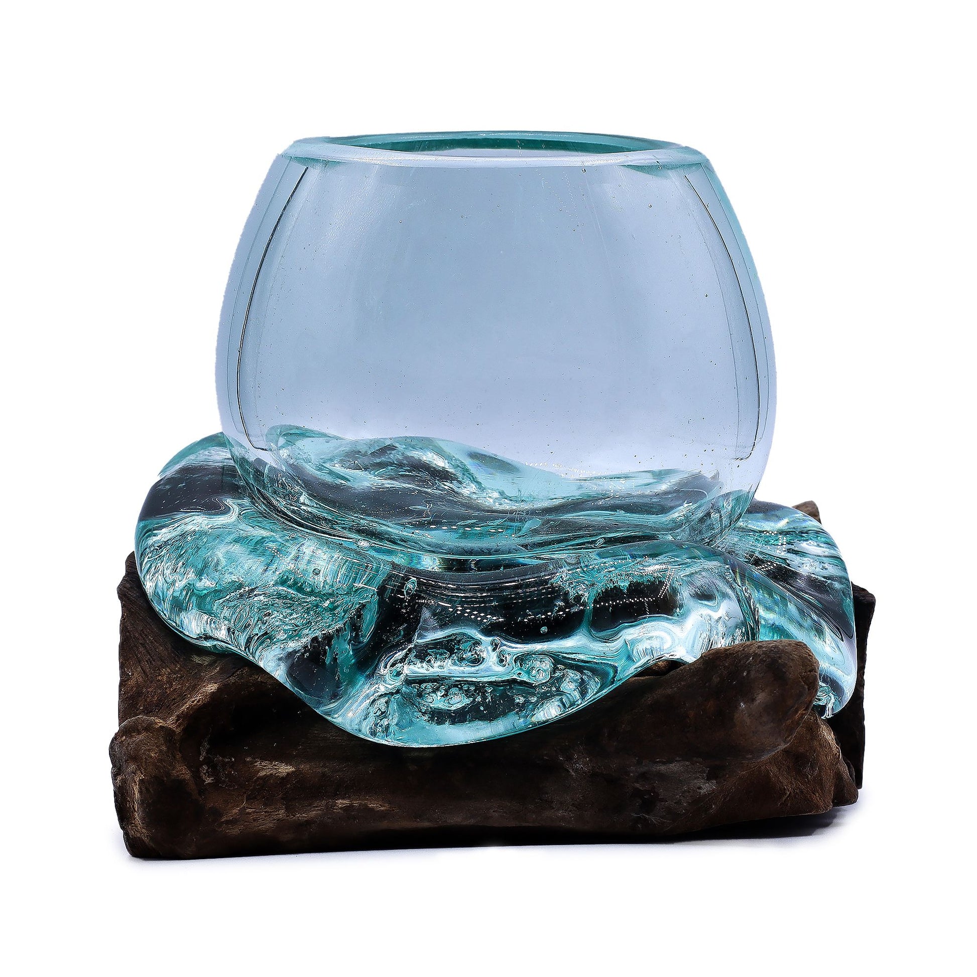 Photo 1 of Molten Glass Mini Goldfish Bowl On Wood 20cm Luxury Decor featuring authentic premium craftsmanship.