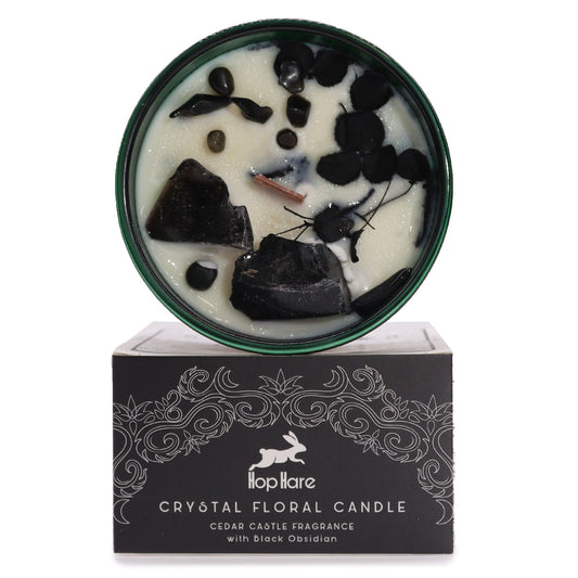Hop Hare Crystal Magic Flower Candle - The Knight of Swords lifestyle product photo on neutral background