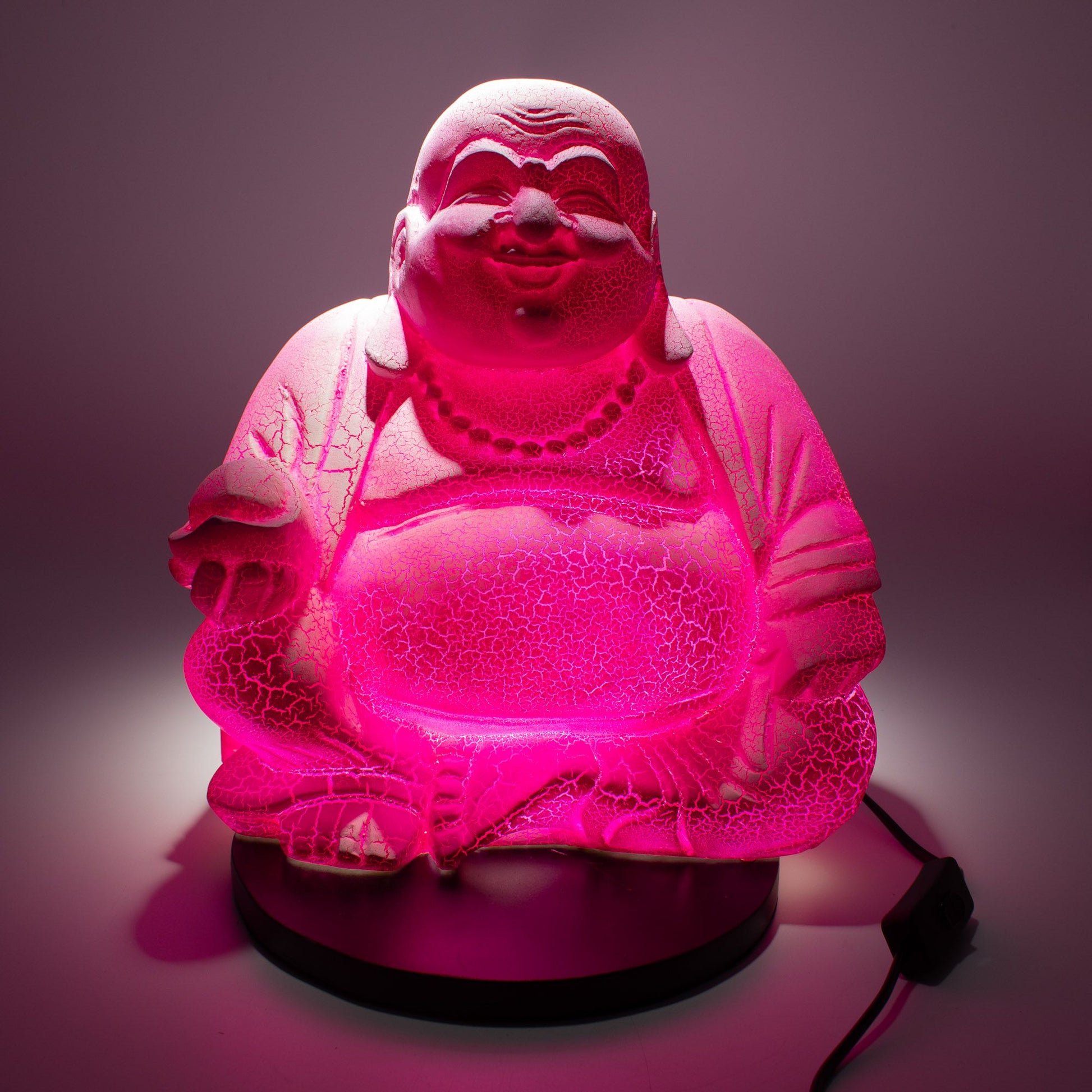 Laughing Buddha Lamp Dragonfruit - Round Stand lifestyle product photo on neutral background