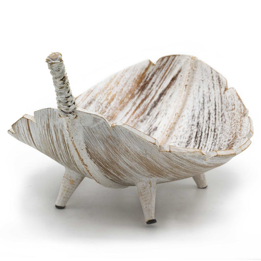 Coconut Leaf Large Fruit Bowl - Whitewash from our luxury coconut leaf fruit bowl sets & tea stands collection