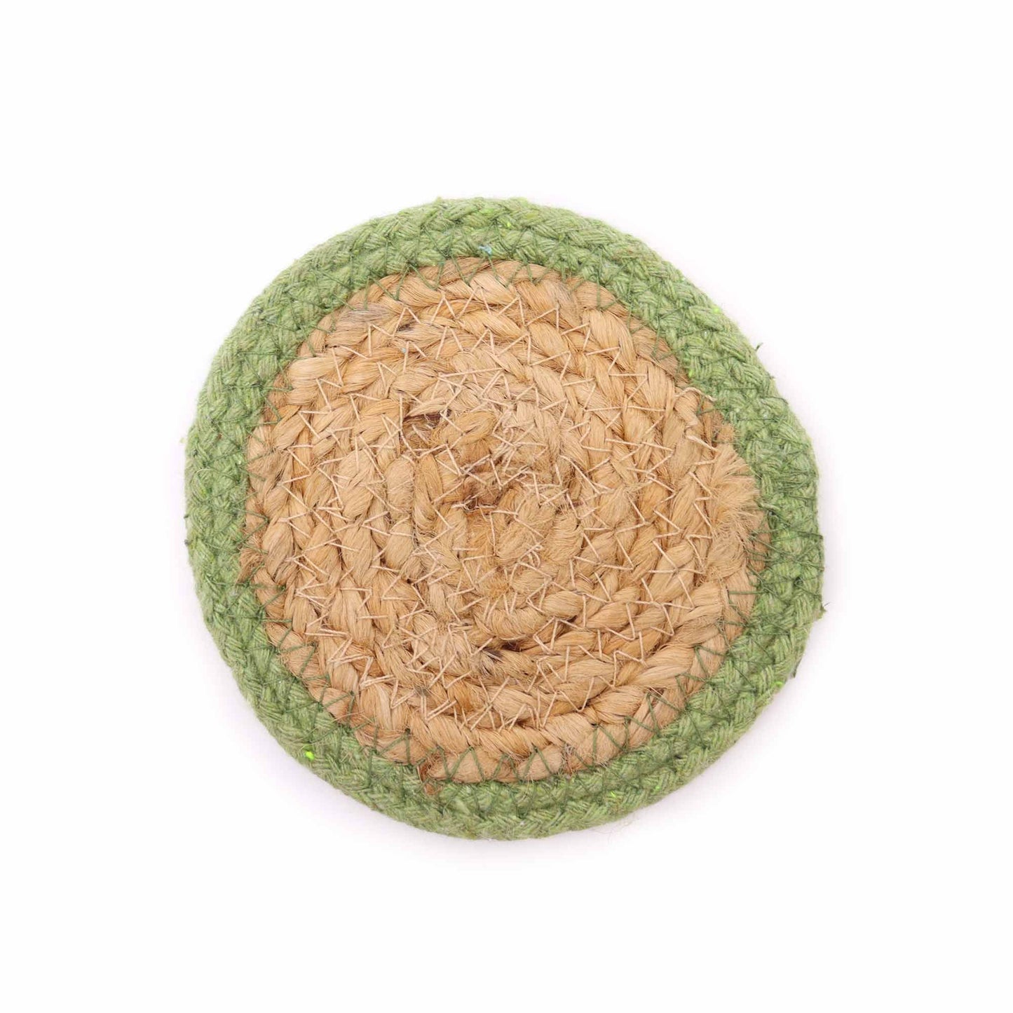 Natural Coaster - Jute & Cotton 10cm  (set of 6) Mixed colours in basket from our luxury indian placemats collection