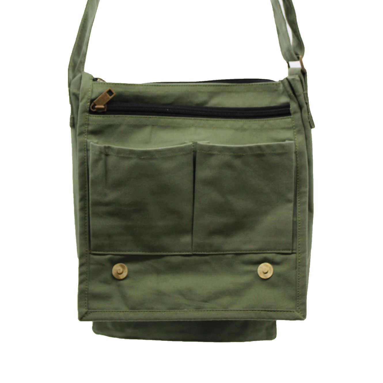 Cotton Canvas Messenger Bag - Green lifestyle product photo on neutral background
