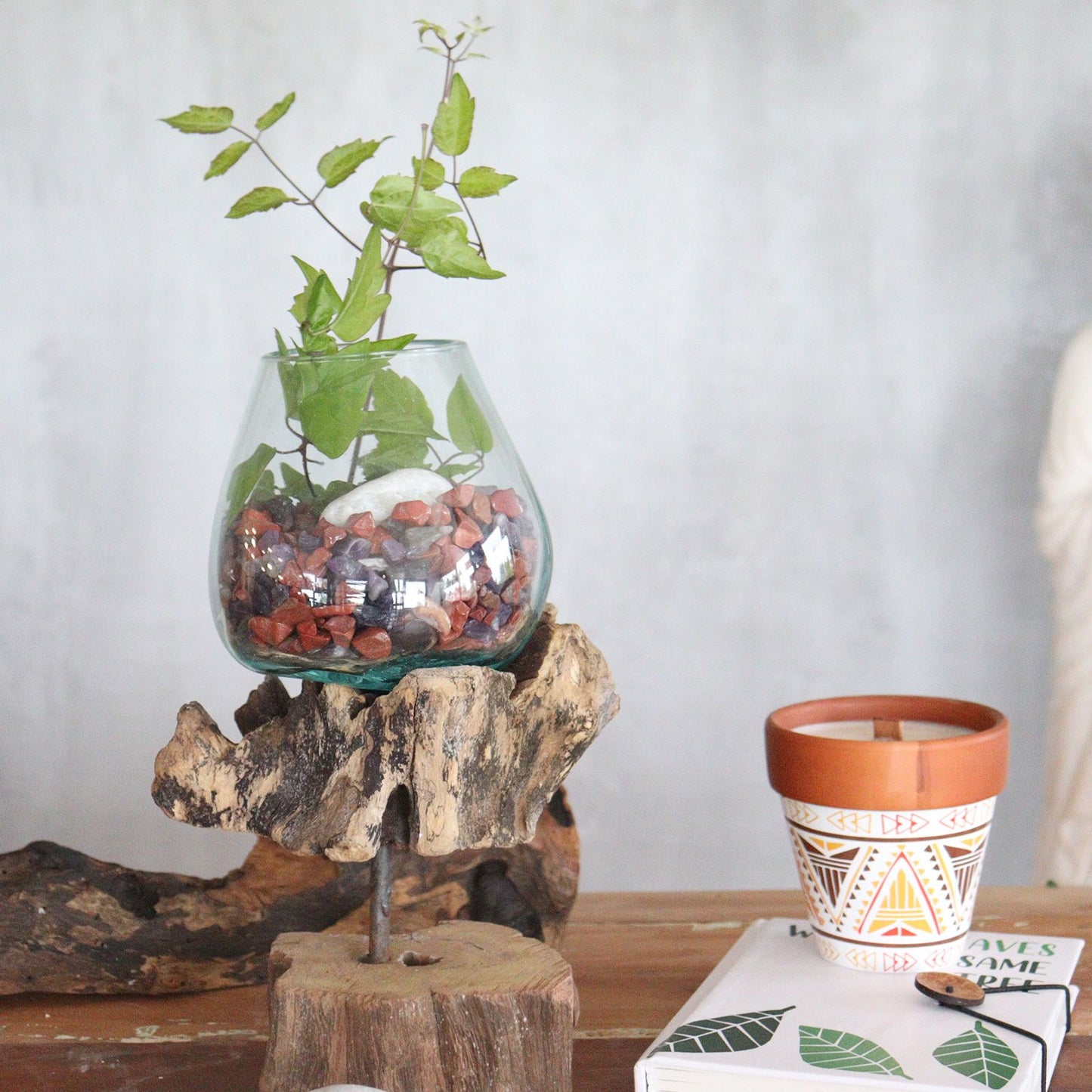 Photo 4 of Molten Glass On Wood With Stand - Medium Bowl Luxury Decor featuring authentic premium craftsmanship.