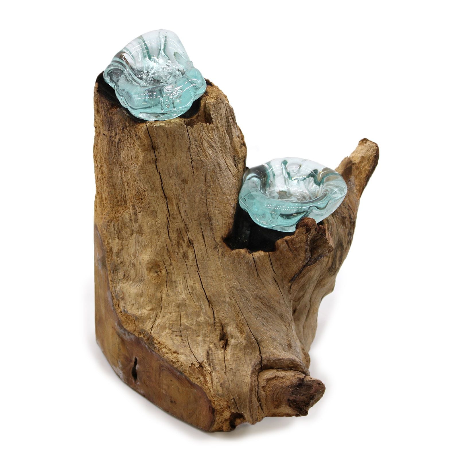 Photo 4 of Molten Glass Candle Double Holder On Wood Luxury Decor featuring authentic premium craftsmanship.