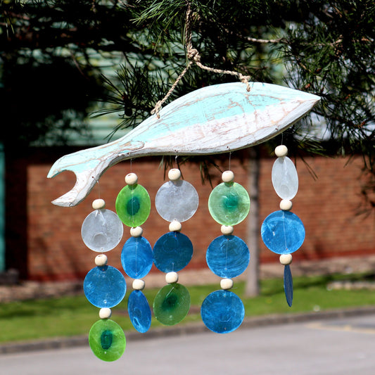 Aqua Fish Carving and Copis Drop from our luxury driftwood chime collection