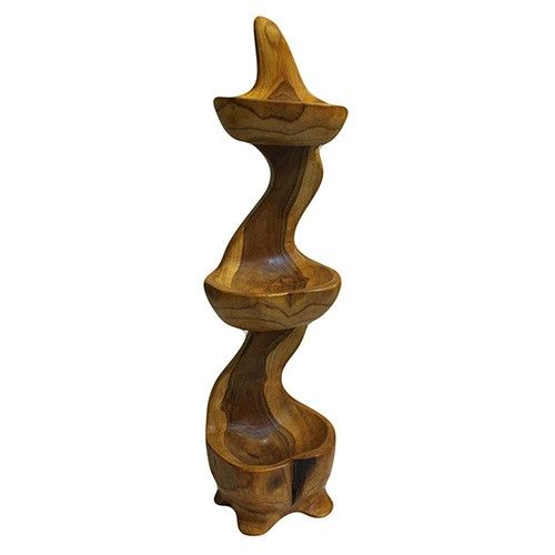 Teak Three Bowl Standing aprox 50cm from our luxury teak root baskets collection