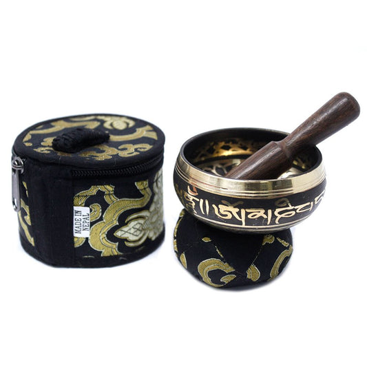 Mini Singing Bowl Gift Set - Black lifestyle product photo on neutral background