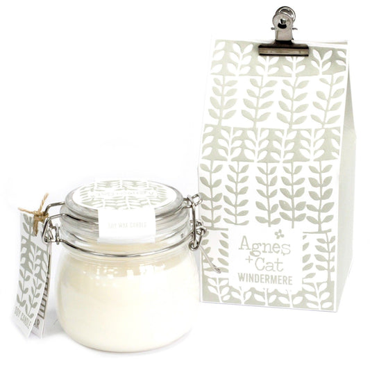 Luxury presentation of the agnes cat kilner jar candle windermere632 showing the premium artisan packaging and complete set contents