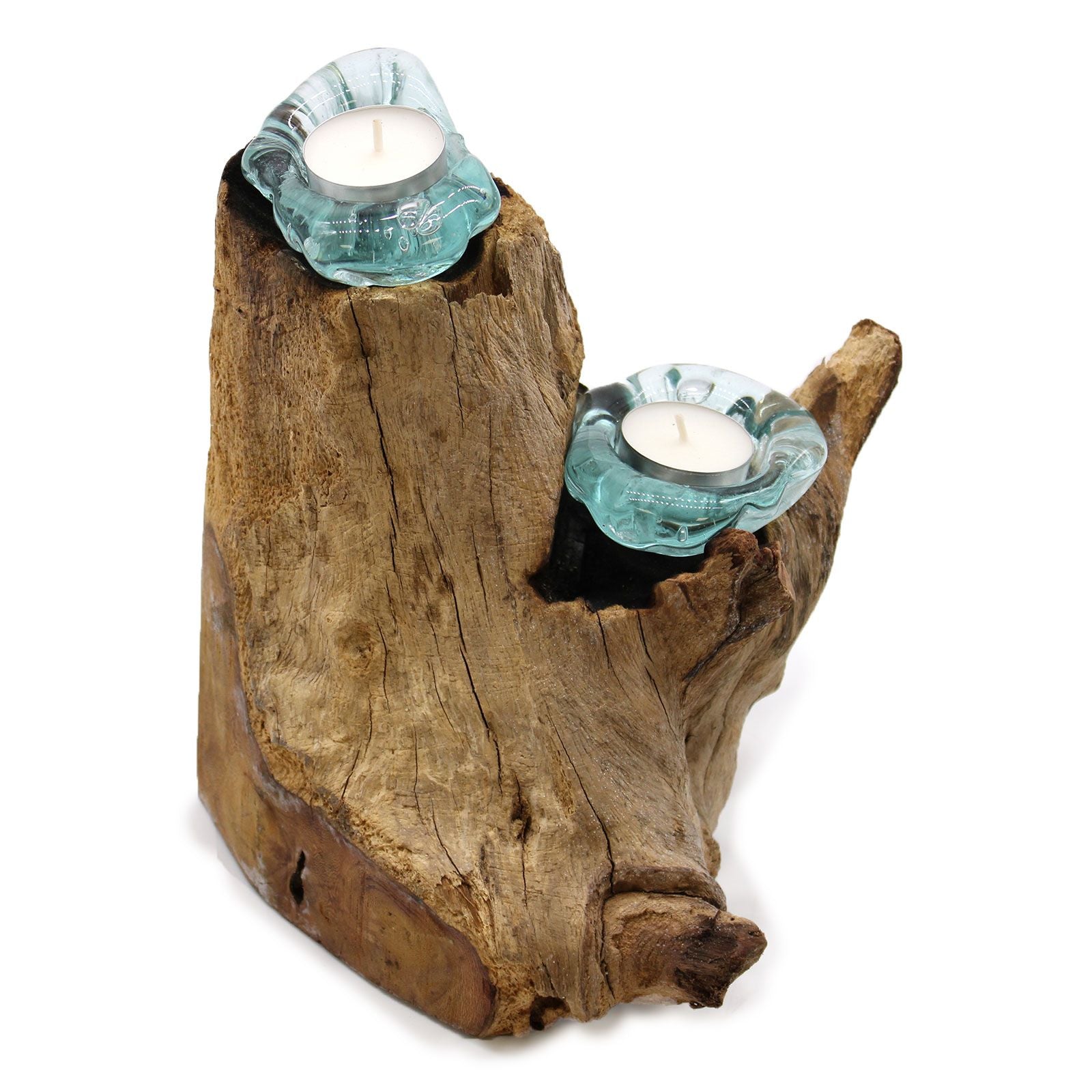 Photo 5 of Molten Glass Candle Double Holder On Wood Luxury Decor featuring authentic premium craftsmanship.
