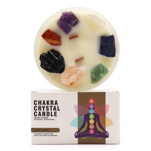 Large Chakra Crystal Candles - Seven Charkra lifestyle product photo on neutral background