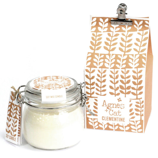 Luxury presentation of the agnes cat kilner jar candle clementine584 showing the premium artisan packaging and complete set contents