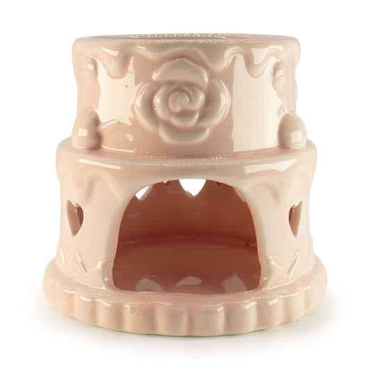 Ceramic Cake Oil Burner - Hearts - Pink from our luxury ceramic zen oil burners collection