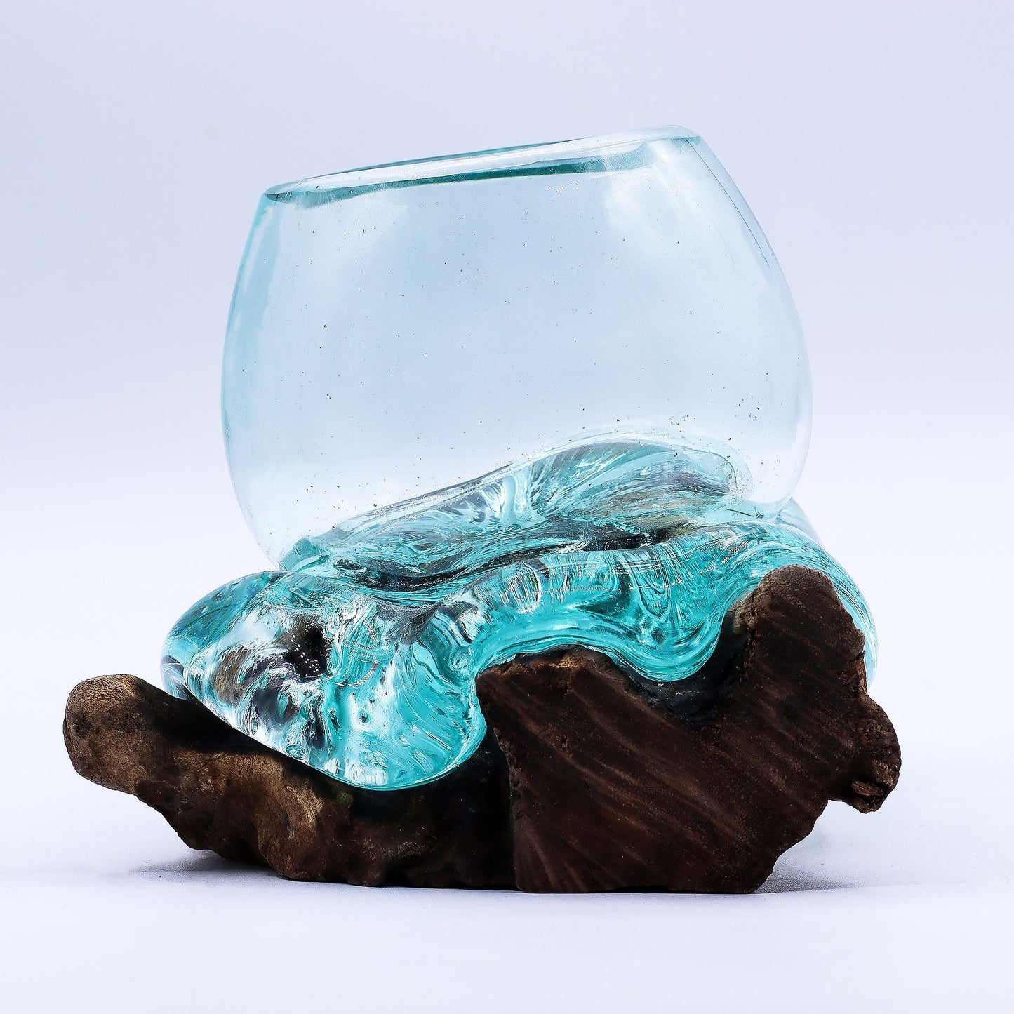 Photo 6 of Molten Glass Mini Goldfish Bowl On Wood 20cm Luxury Decor featuring authentic premium craftsmanship.
