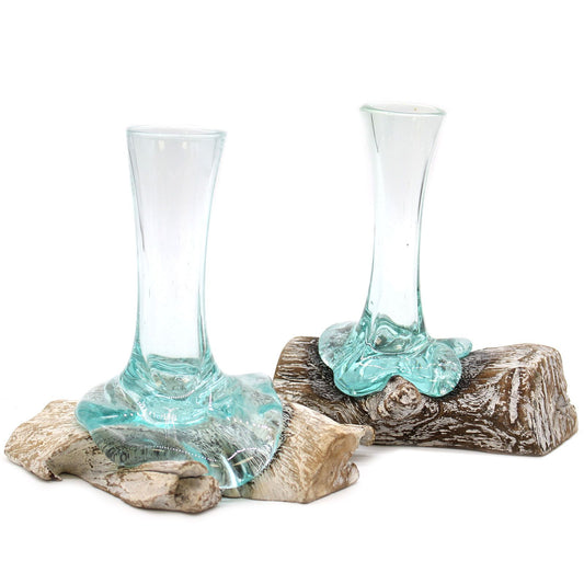 Photo 1 of Molten Glass On Whitewash Wood - Vase - Small On Wood featuring authentic premium craftsmanship.
