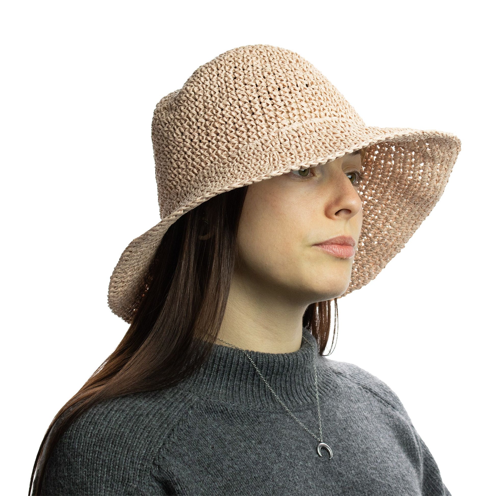 Photo 3 of Nomad Sari Floppy Straw Sun Hat - Rose Blush Sun Beach Hat featuring authentic premium craftsmanship.