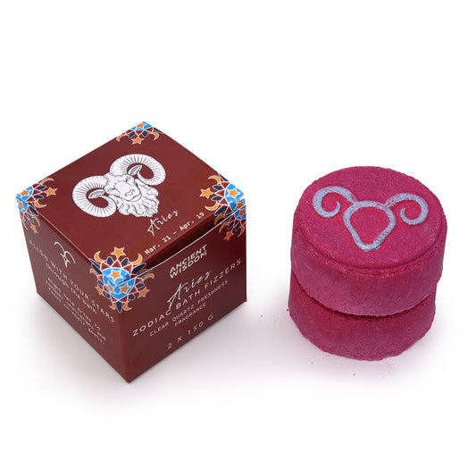 Set of Zodiac Bath Fizzers with Horoscope -  Aries lifestyle product photo on neutral background