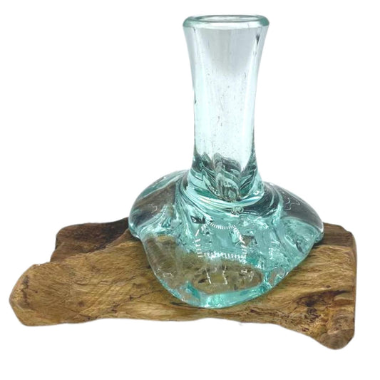 Photo 1 of Molten Glass Small Flower Vase On Wood Luxury Decor featuring authentic premium craftsmanship.