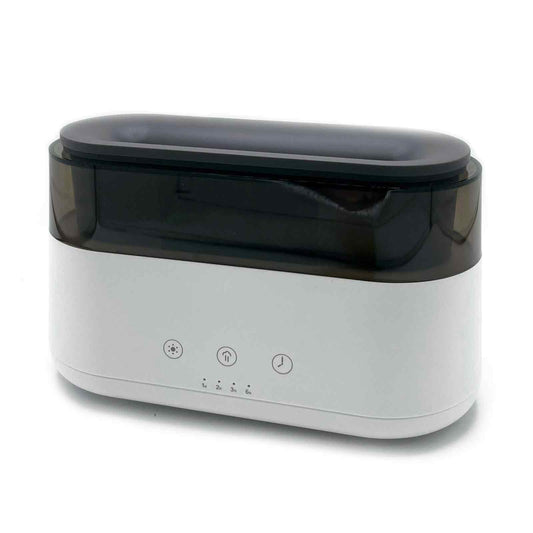 Modern Aroma Diffuser - Led Clock - USB-C - Flame Effect lifestyle product photo on neutral background