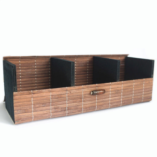 Triple Box Slatted Bamboo lifestyle product photo on neutral background