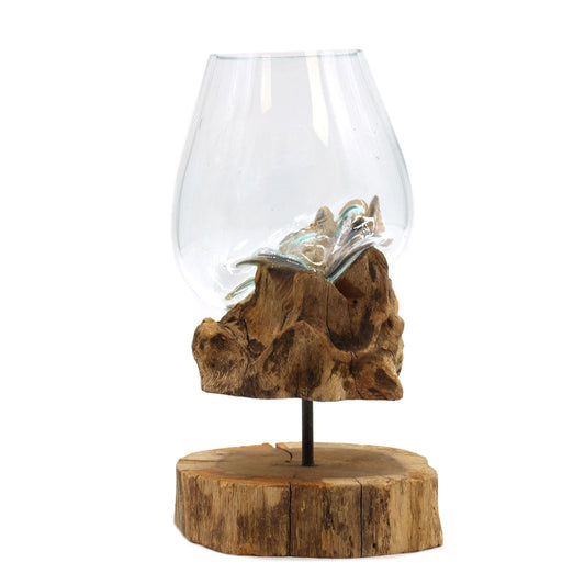 Photo 1 of Molten Glass On Wood With Stand - Large Bowl Luxury Decor featuring authentic premium craftsmanship.