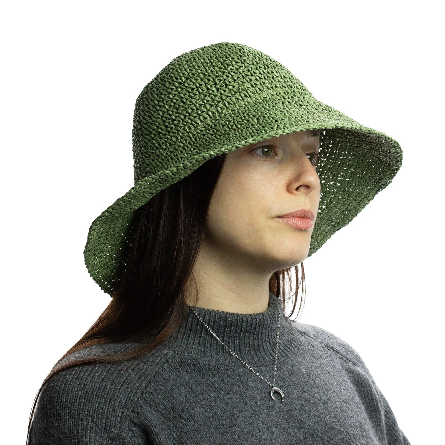 Photo 6 of Nomad Sari Floppy Straw Sun Hat - Moss Green Sun Beach Hat featuring authentic premium craftsmanship.