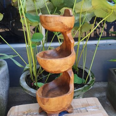 Teak Three Bowl Standing aprox 50cm from our luxury teak root baskets collection