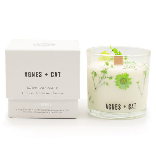 Detailed close up view highlighting the high quality craftsmanship and individual features of the agnes cat botanical soy wax candle fellberry578