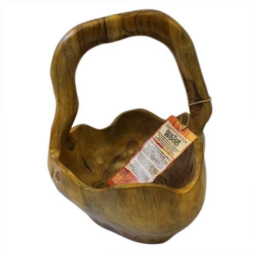 Med Back Handle Bowl aprox 25cm from our luxury teak root baskets collection