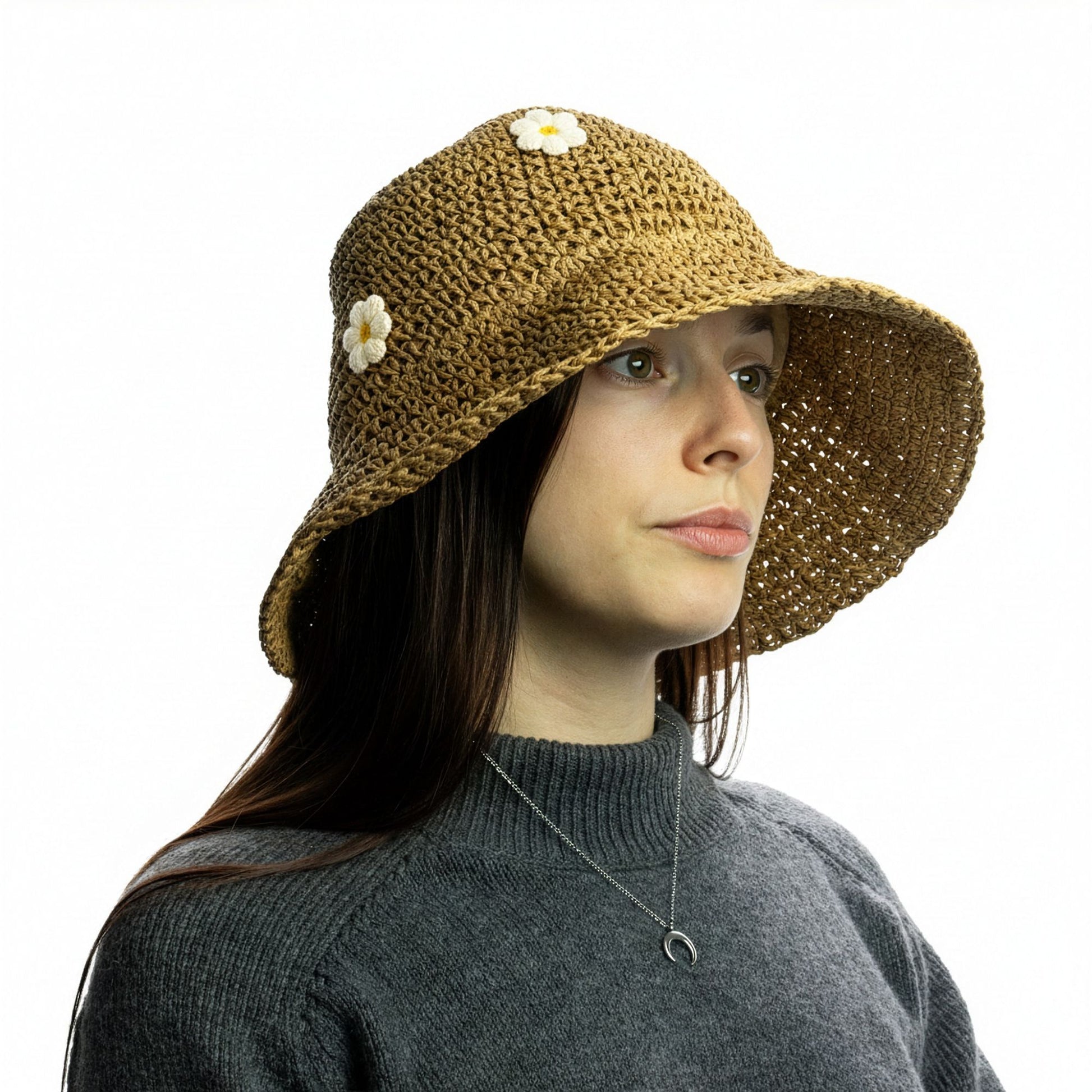 Photo 1 of Nomad Sari Floppy Straw Sun Hat - Coffee & Daisies featuring authentic premium craftsmanship.