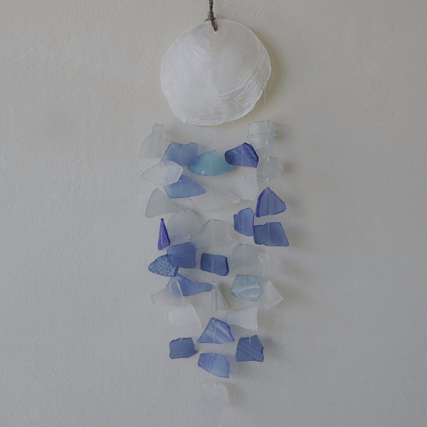 Copis & Glass Drop - Blue & White Glass from our luxury recycled glass wind chimes collection