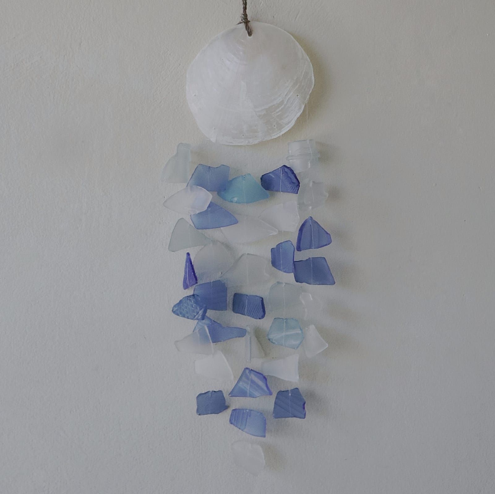 Copis & Glass Drop - Blue & White Glass from our luxury recycled glass wind chimes collection