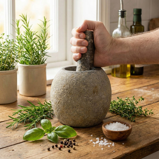 Natural Riverstone Decorative Pestle & Mortar- Large (aprox 15x12cm) from our luxury natural riverstone decorative pestle & mortars collection
