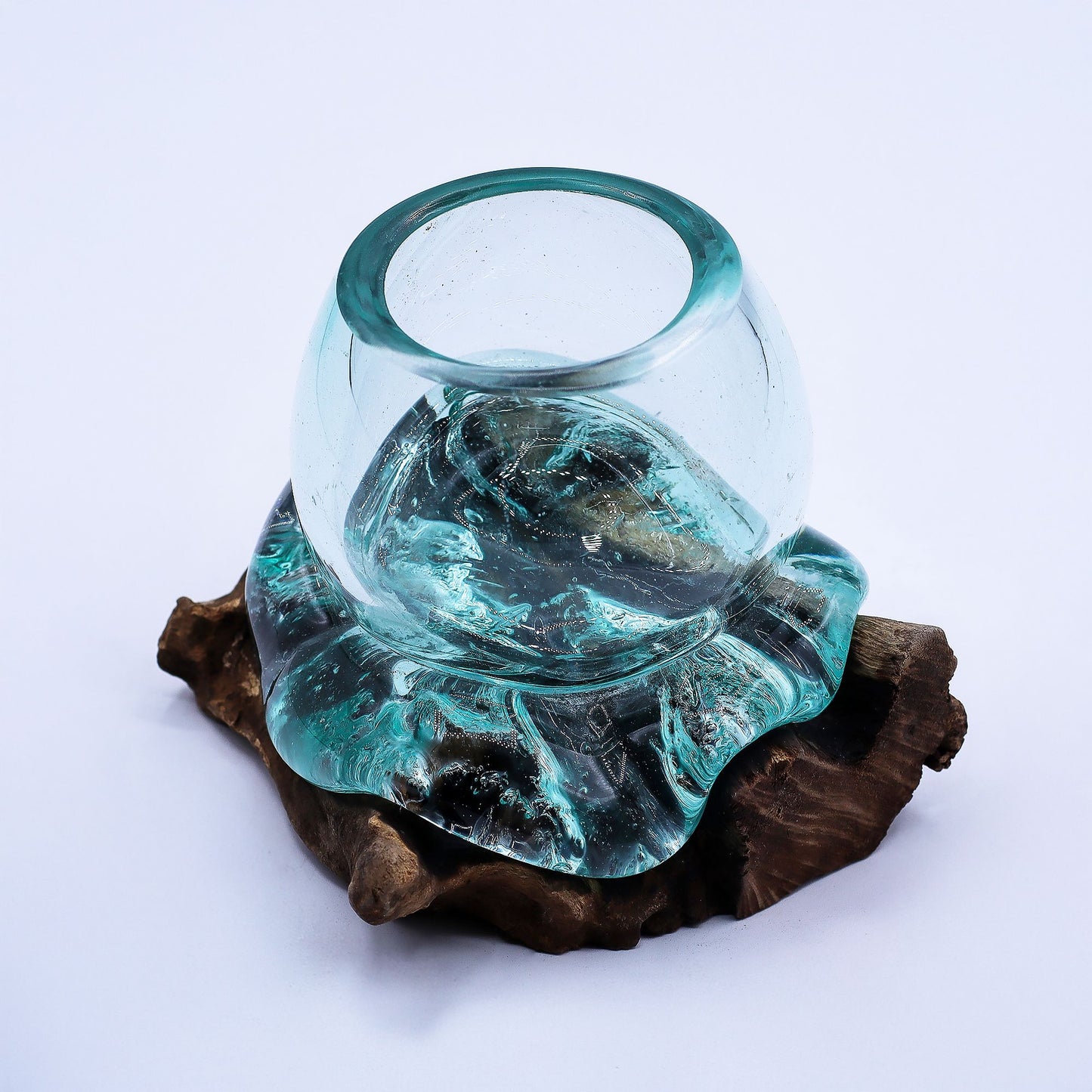 Photo 3 of Molten Glass Mini Goldfish Bowl On Wood 20cm Luxury Decor featuring authentic premium craftsmanship.