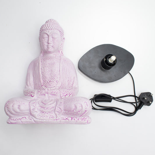 Meditation Buddha Lamp Cherry Crackle - Oval Stand lifestyle product photo on neutral background