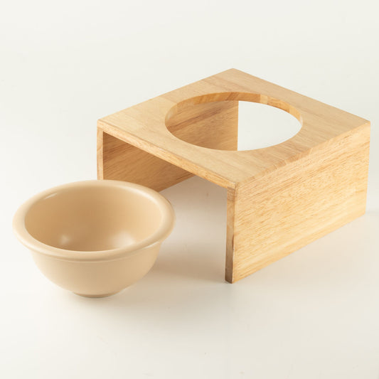 PAW Double Stainless Steel Pet Bowls with Wooden Stand – 2 × 12cm