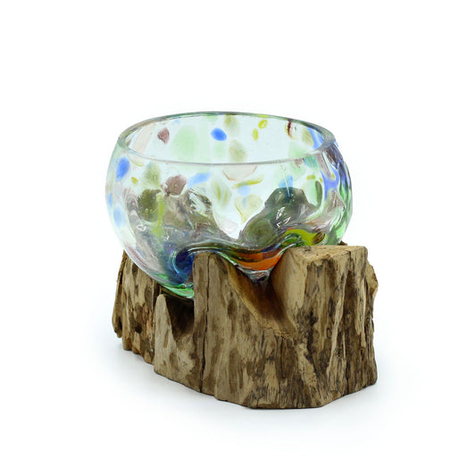 Photo 2 of Molten Coloured Glass On Wood - Small Bowl Luxury Decor featuring authentic premium craftsmanship.