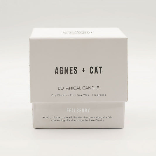 Luxury presentation of the agnes cat botanical soy wax candle fellberry578 showing the premium artisan packaging and complete set contents