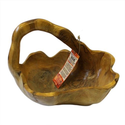 Large Back Handle Bowl aprox 30cm from our luxury teak root baskets collection